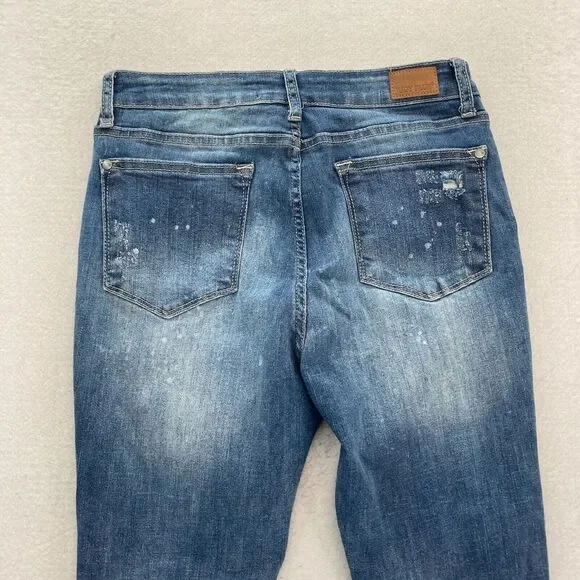 Judy Blue Jeans Women's 7/28 Skinny Fit Medium Blue Stretch Denim Distressed - Picture 12 of 14